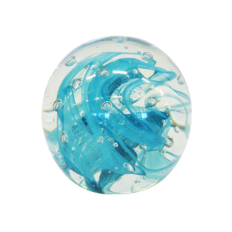 Paperweight ball blue graphic 15cm