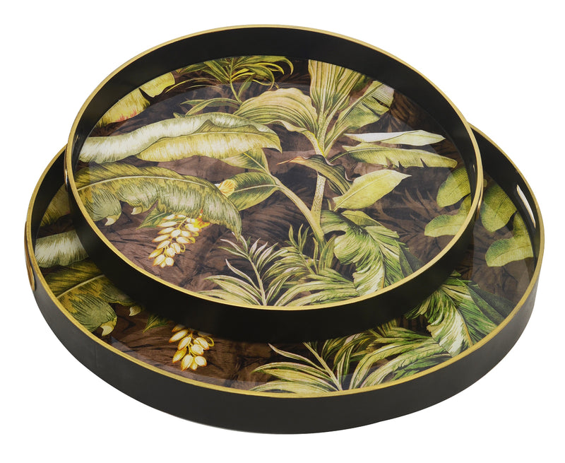 Glass tray tropical s/2