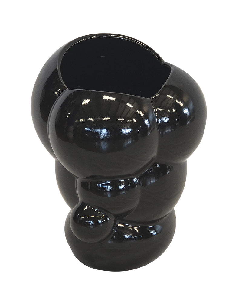 Ceramic bubble egg vase black large (35cm x 33cm)