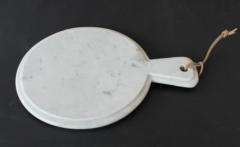 Round white marble chopping board 34x25cm