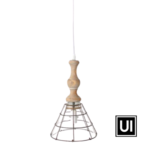 Unique Interiors Lifestyle Hanging glass shade wood fitting 32X19CM