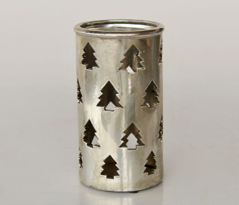 Unique Interiors Lifestyle Large silver ceramic tree candle holder 24.5x14cm candle holder