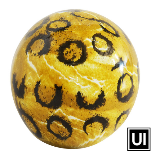 Paperweight ball leopard 16CM  Yellow and black design glass ball Interior Design  Unique Interiors 