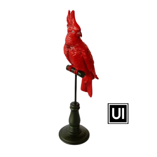 Red parrot on stand 51x12.5cm