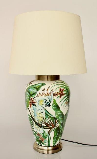 White Parrot with Strelitza Lamp Off White Shade
