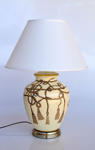 Rope Tassel Lamp Off White Shade 70x50cm