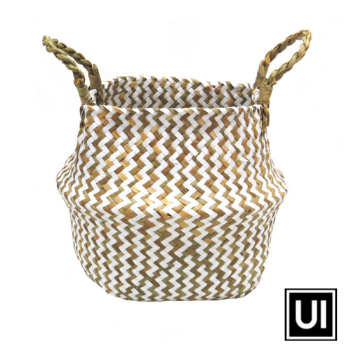 This Persell basket features chevron weaving in white and natural colors, resulting in a unique and beautifully finished basket. The basket&