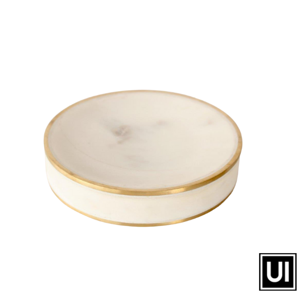 Round Marble Soap Dish With Brass Edge