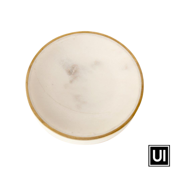 Round Marble Soap Dish With Brass Edge