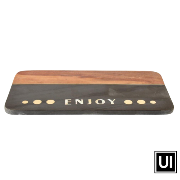 Black and brass inlay "Enjoy" marble board