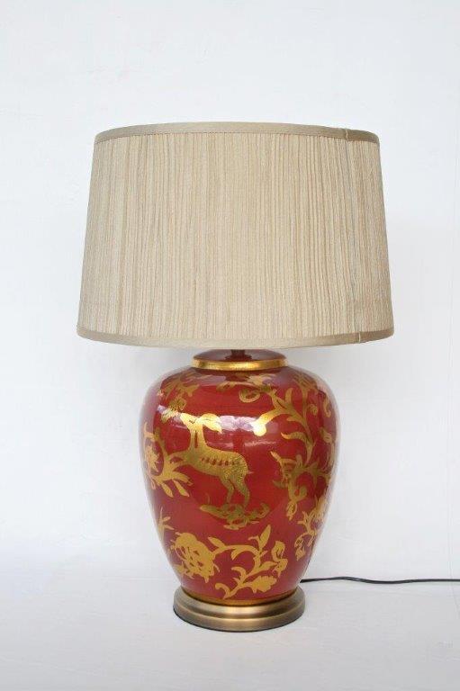 Unique Interiors Lifestyle Red Gold Lamp and shade