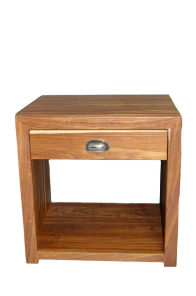 Solo Block kiaat classic bedside pedestal with 1 drawer