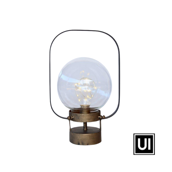 Led Battery Operated Round Glass Lantern 29X18CM