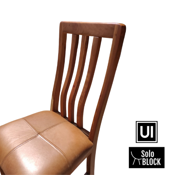 Soloblock Kiaat Classic Chair with leather whiskey buff