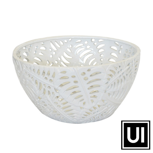 Ceramic bowl monstera white Unique Interiors