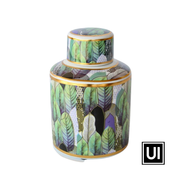 Unique Interiors Mauve green jar with lid