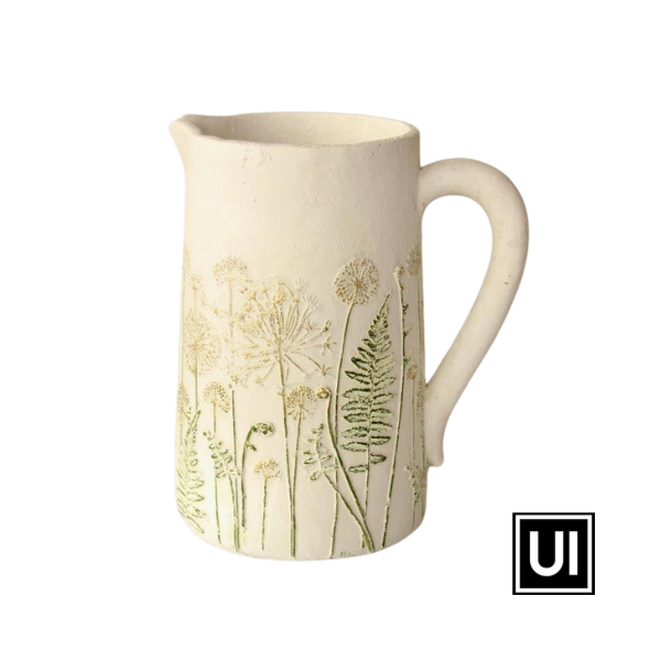 Unique Interiors Extra large white patterned jug with handle