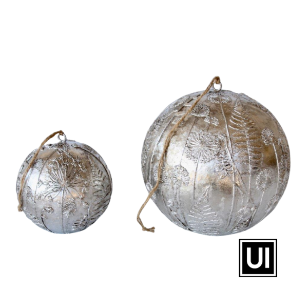 Large silver hanging ball