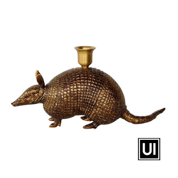 Gold armadillo candle holder