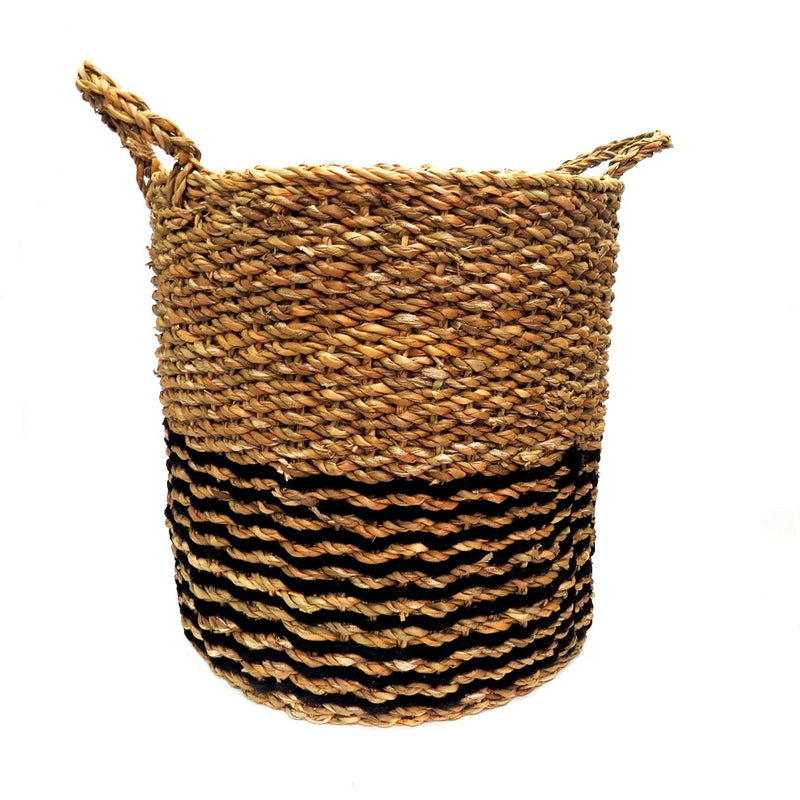 The Panax basket is a fabulous woven chunky seagrass that is a perfect combination of natural and black jute. This basket is extremely durable and stands 40cm in diameter and 40cm in height. Enhance your home décor with the stylish and functional Panax basket.