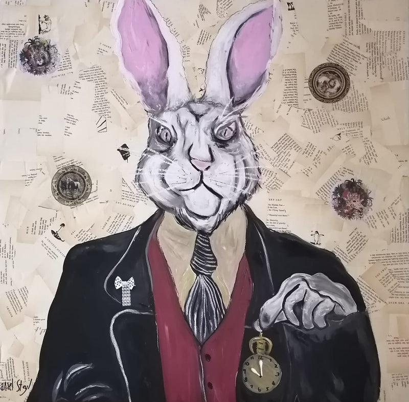 Rabbit with watch 760 x 760mm