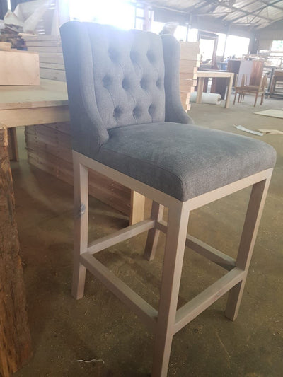 Unique Interiors Lifestyle Oak modern Buttoned Barstool with fabric Bar