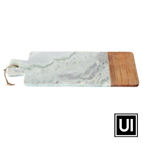 Green vein marble board with wood 48x15.5cm Unique Interiors