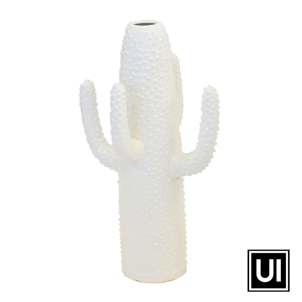 Ceramic cactus vase white large - Unique Interiors
