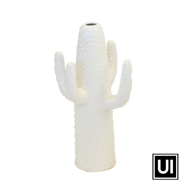 Copy of Ceramic cactus vase white medium - Unique Interiors