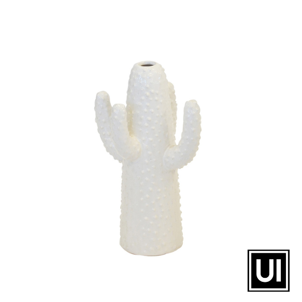 Ceramic cactus vase white small - Unique Interiors