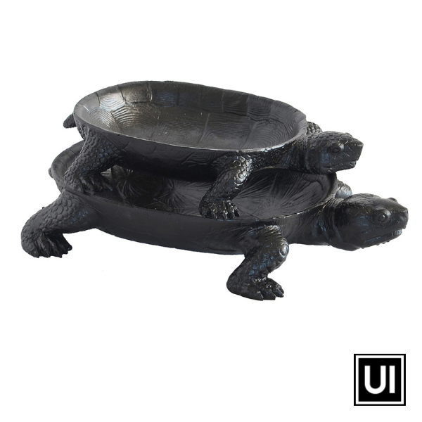 Resin turtle platter black set 2 Unique Interiors - www.uniqueinteriors.co.za