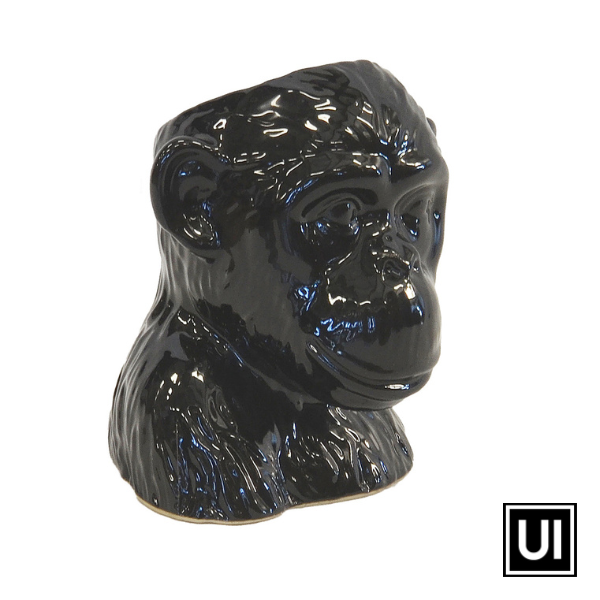 Ceramic monkey head black - Unique Interiors - www.uniqueinteriors.co.za