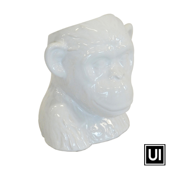 Ceramic monkey head white Unique Interiors - www.uniqueinteriors.co.za