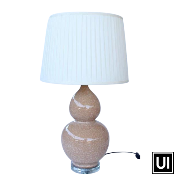 Marbled blush lamp base with cream pleated shade 72x40cm - www.uniqueinteriors.co.za - Unique Interiors