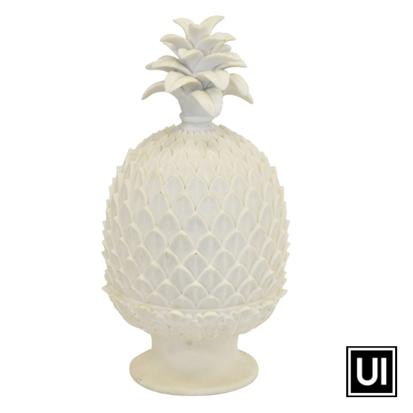 Coral resin pineapple pedestal white
