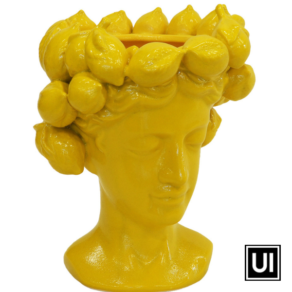 Ceramic head vase lemon yellow