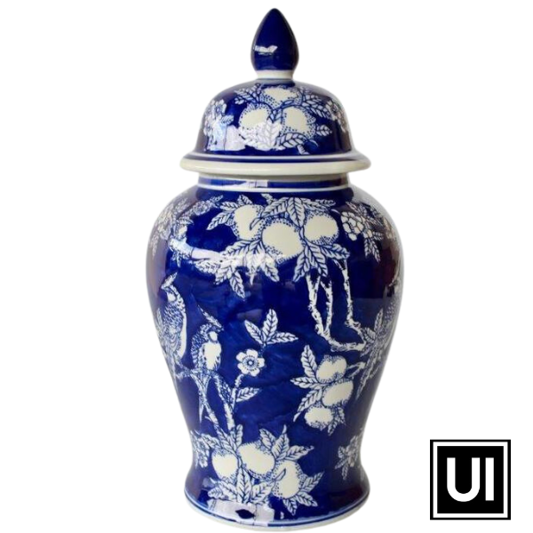 Blue & white bird ginger jar 47x23cm  Introducing the stunning Blue & White Bird Ginger Jar from Unique Interiors, a true work of art that will elevate any room in your home. This handcrafted piece is made with the highest quality materials, ensuring that it is built to last and designed to perfection.