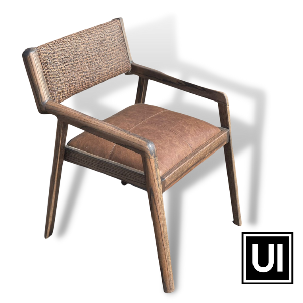 Soloblock Red Oak Texan chair with leather and fabric
